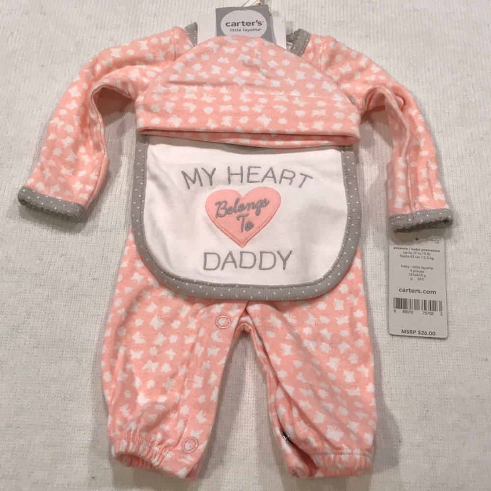 Carter’s Preemie Girls 4-Piece Layette Set NWT